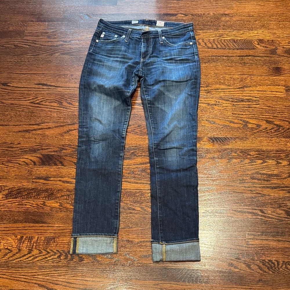 AG Adriano Goldschmied Dark Indigo Skinny Straight Jeans